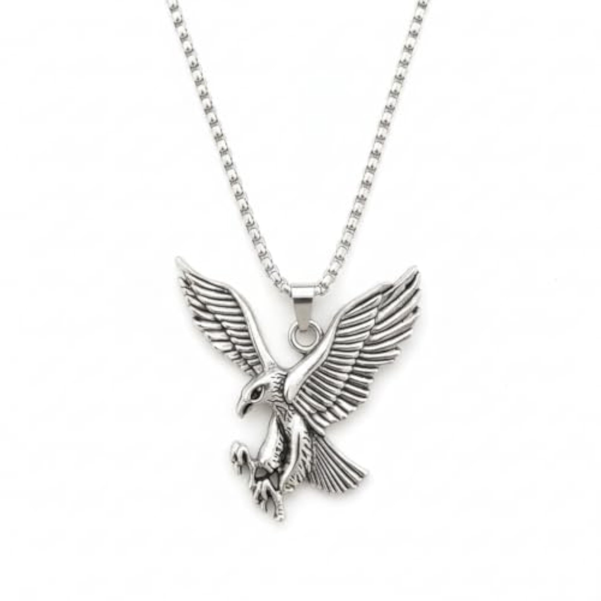 Eagle Pendant Necklace with Oval Stone Accent